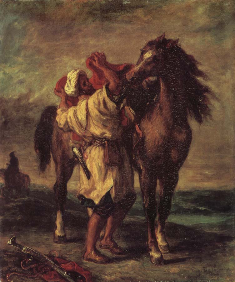 Moroccan in the Sattein of its horse